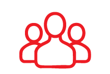 Red outline of three people.