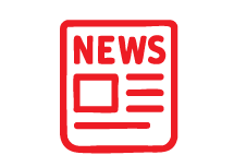 Red newspaper icon with the word 