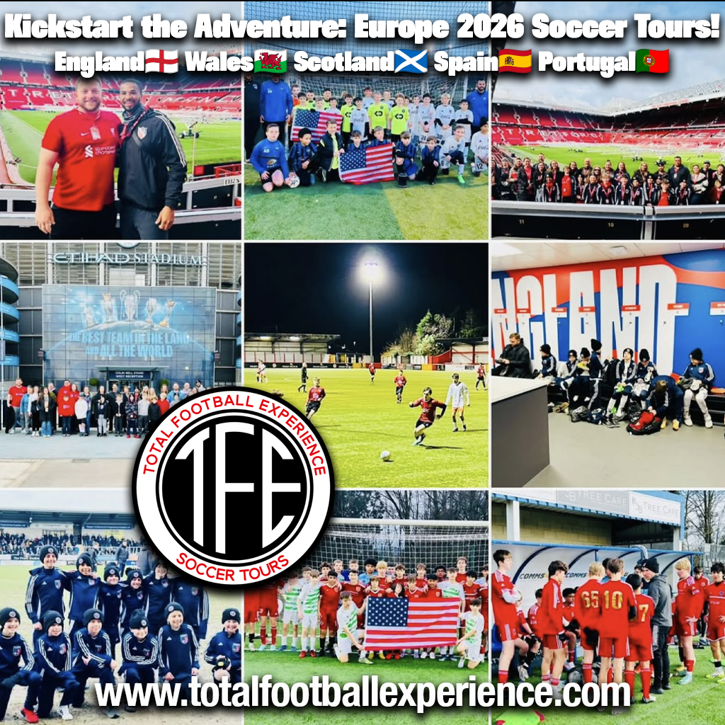 Soccer tour photos: England, Wales, Scotland, Spain, Portugal. TFE logo,