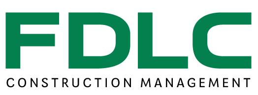 FDLC Construction Management logo in green and black on a light background