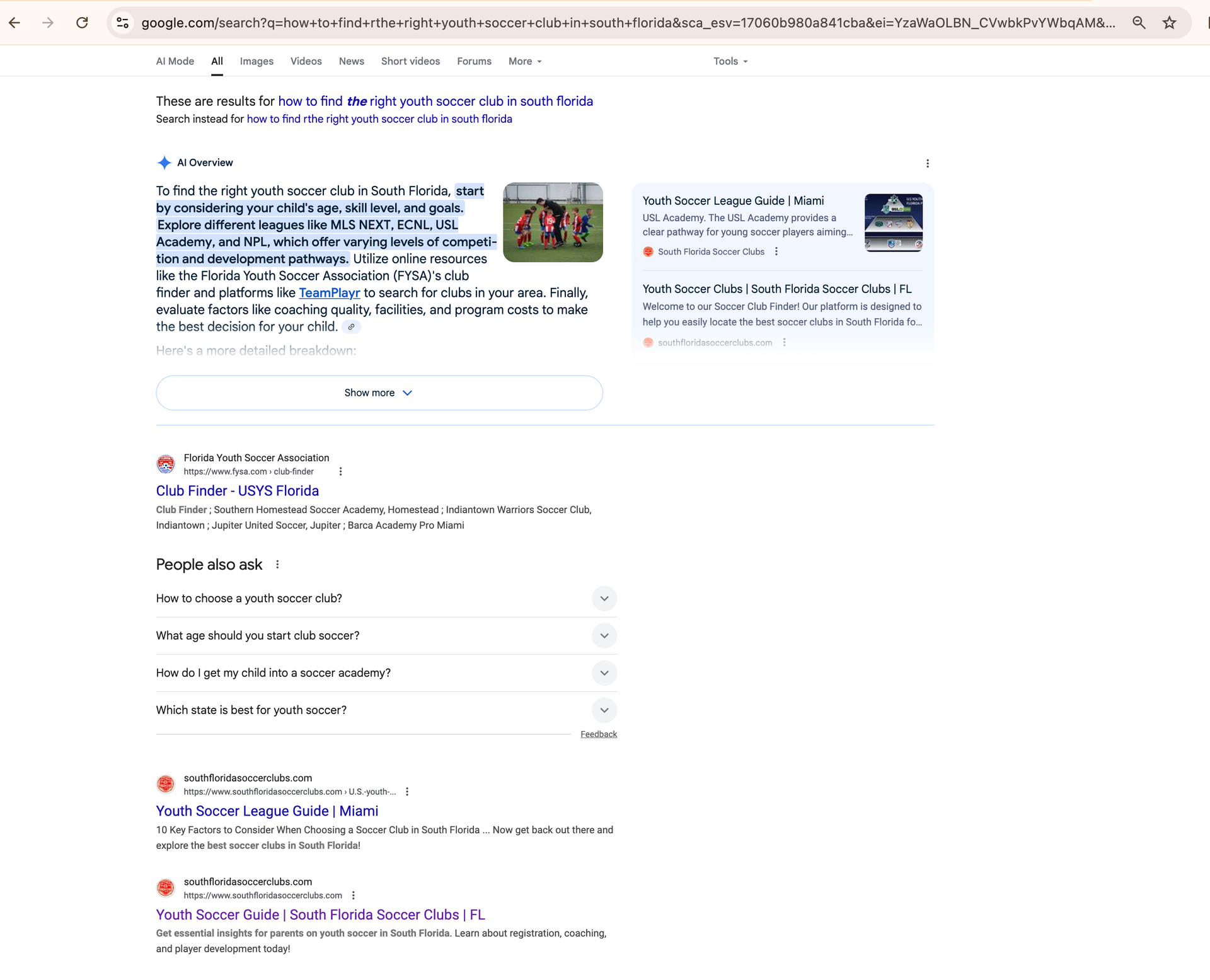 Screenshot of a webpage with article summaries and search results.