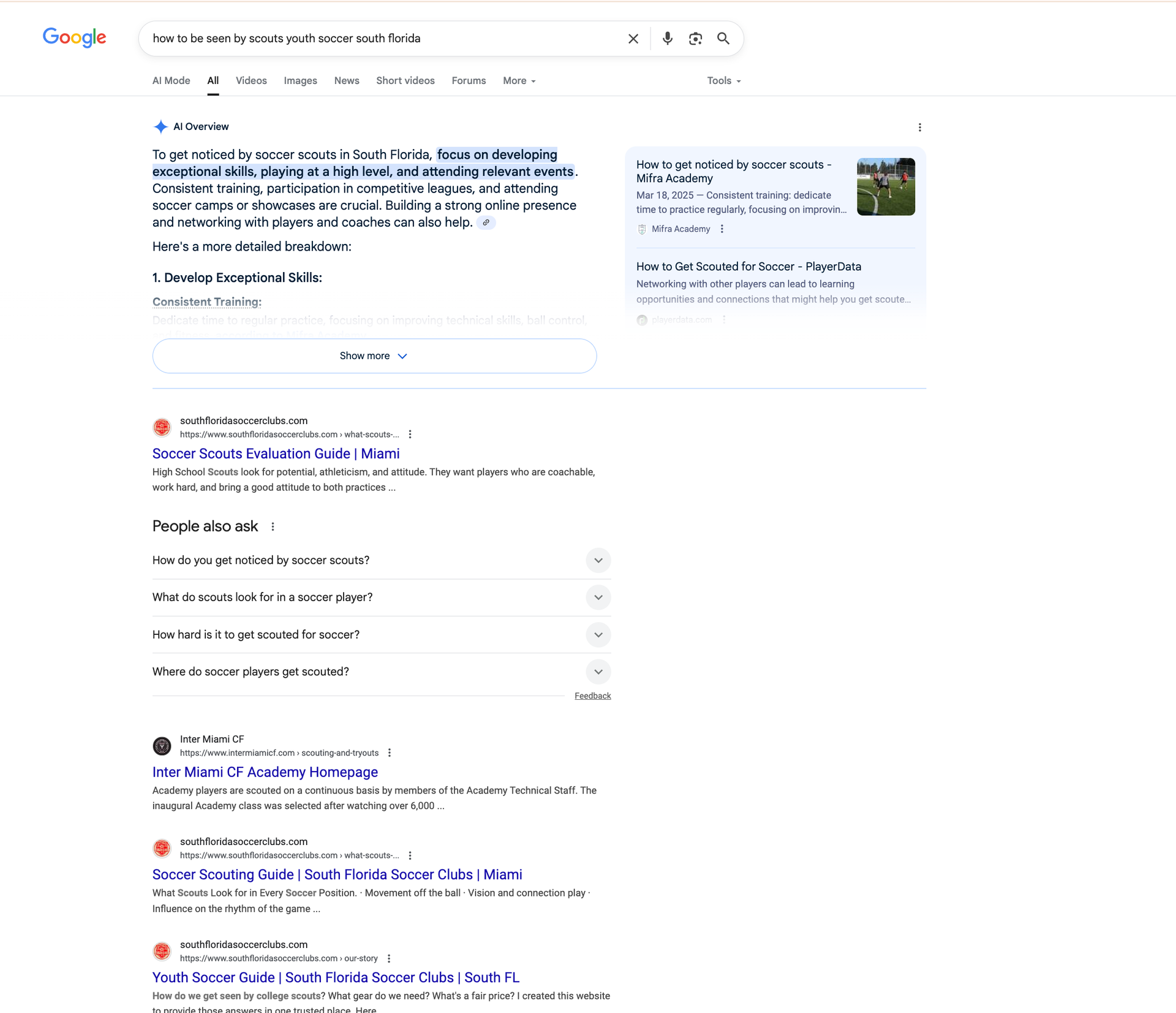 Google search results page for 