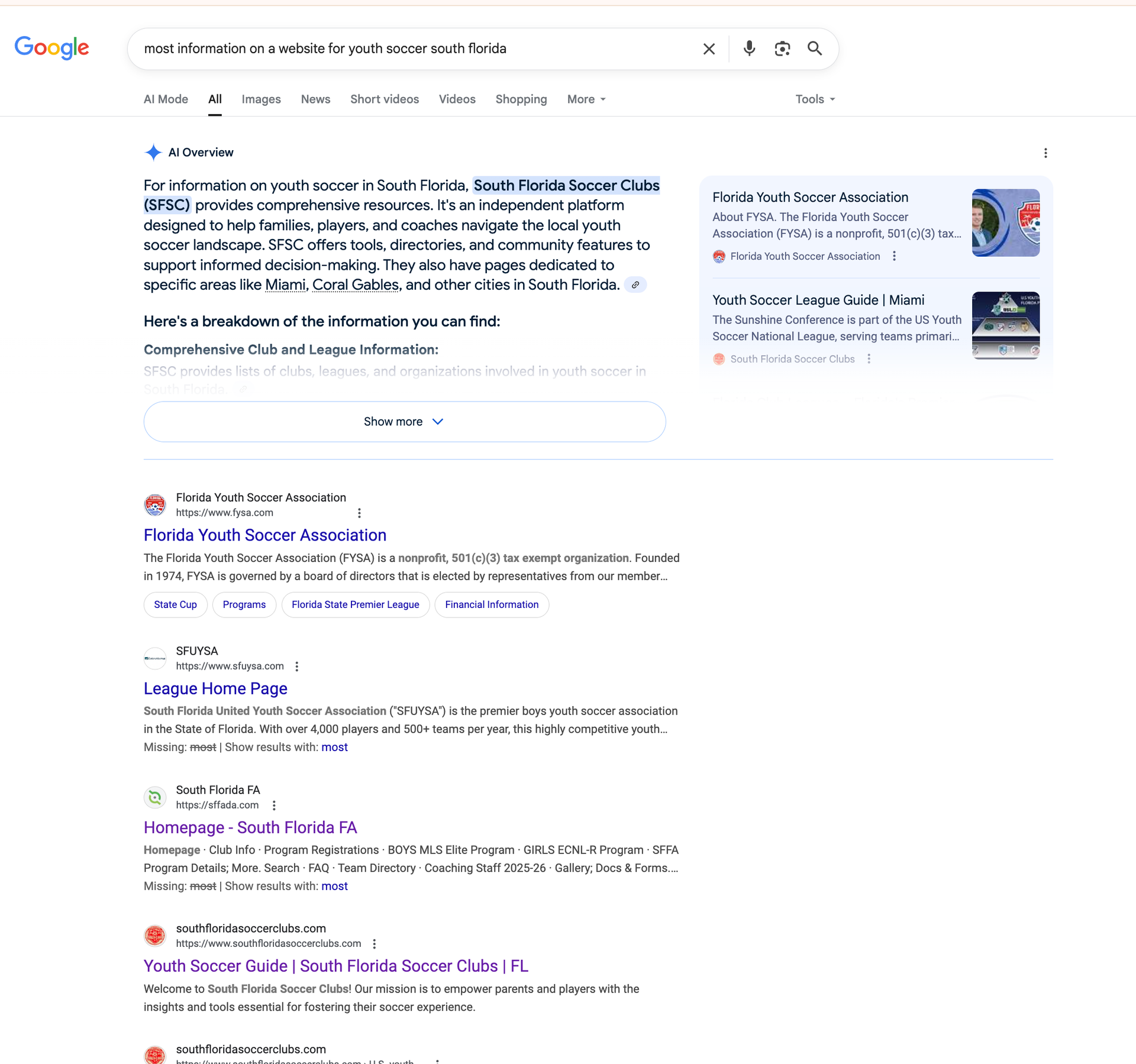 Google search results page for 