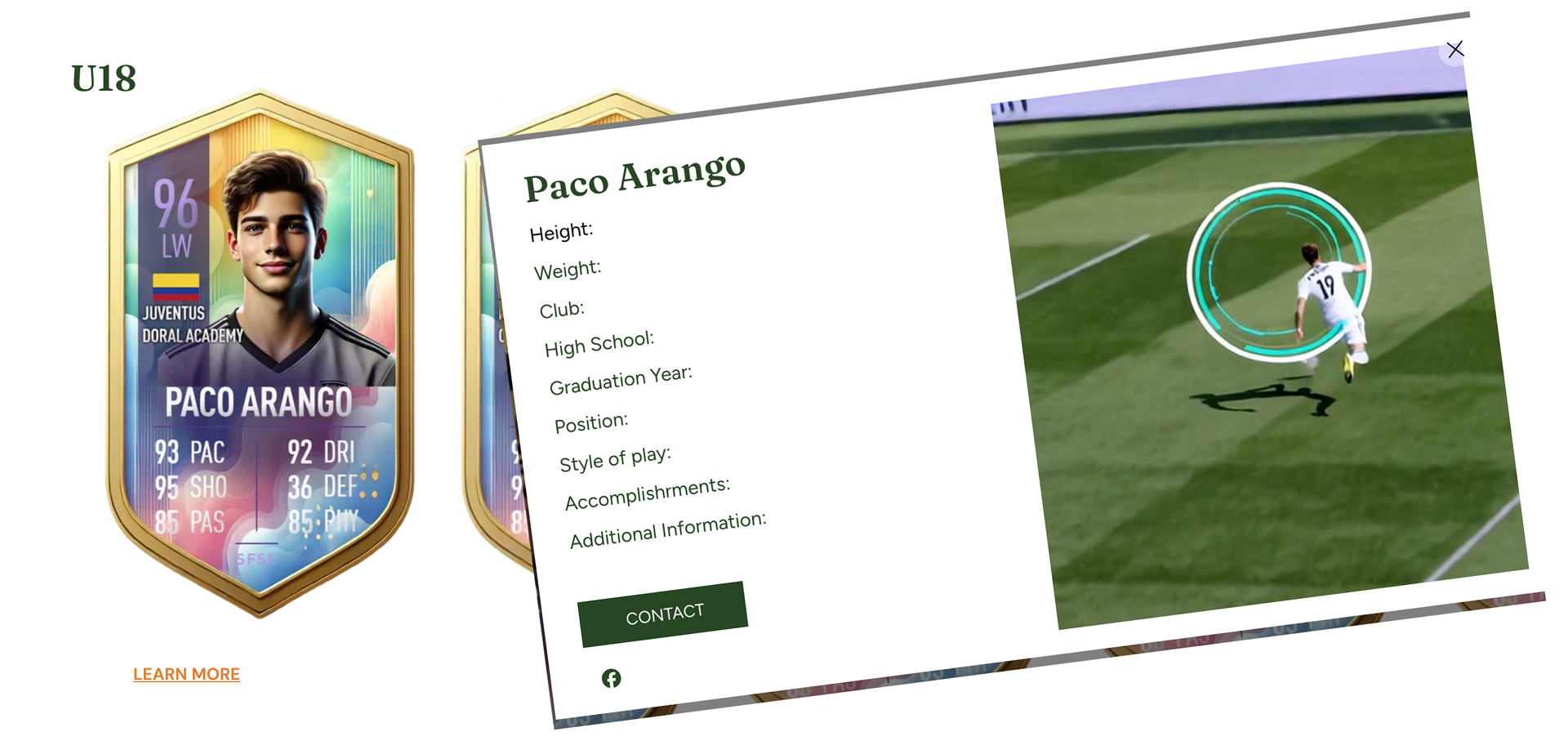 A FIFA player card and a video game screen showing a soccer player.