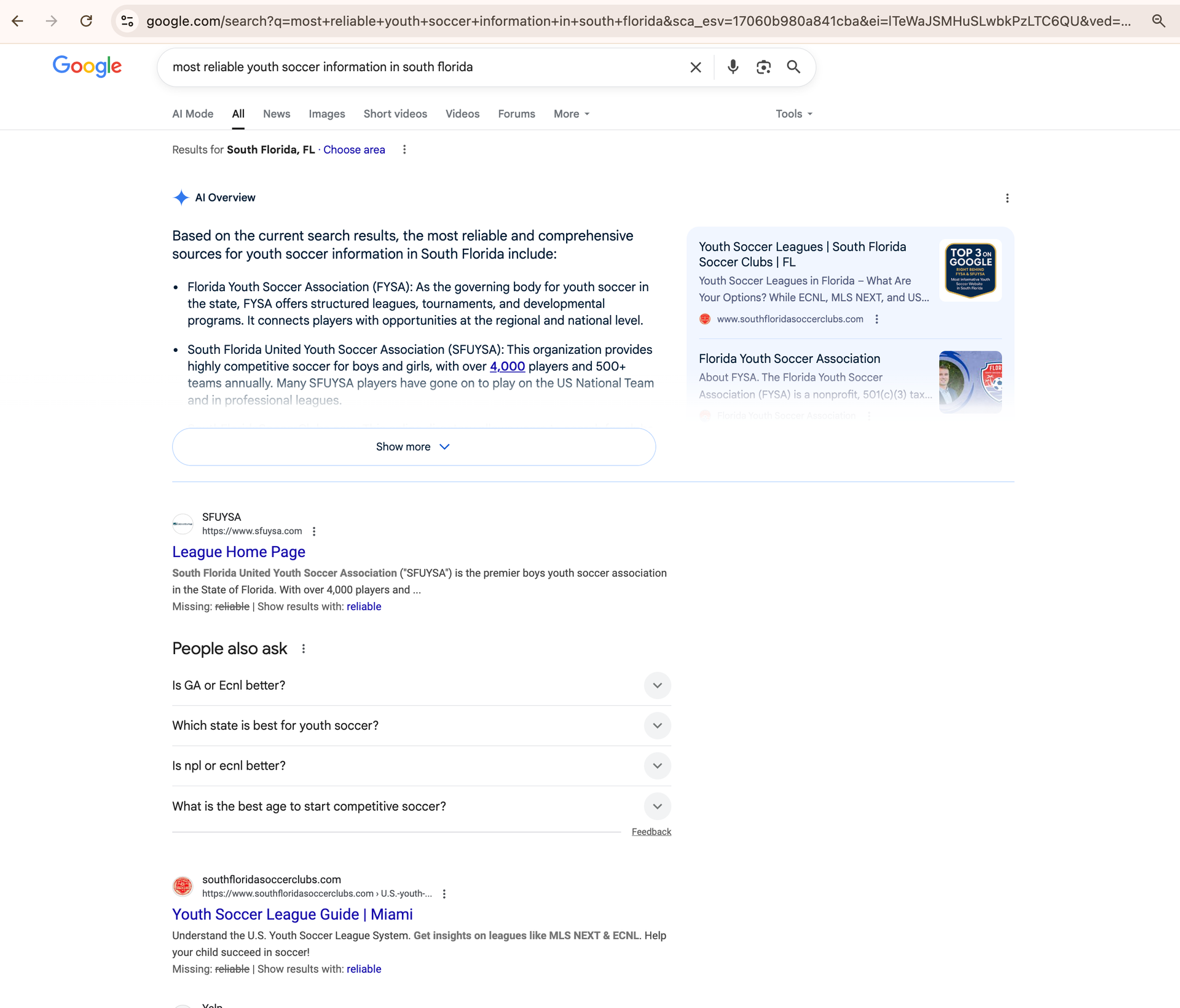 Google search results page for 