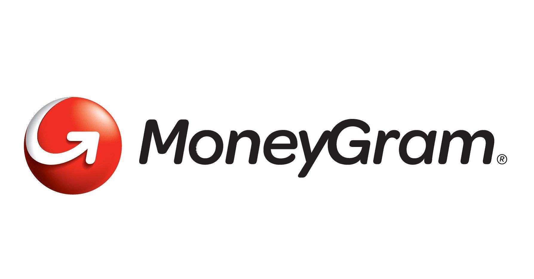The MoneyGram logo: a white arrow pointing right inside a red sphere, next to the company name in black text.