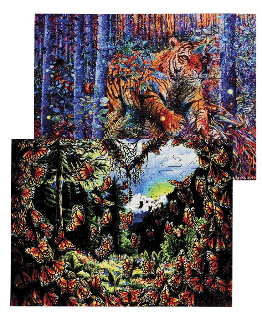 The ultimate puzzle experience. The same quality in cut and image on each side. Choose two images to combine.
