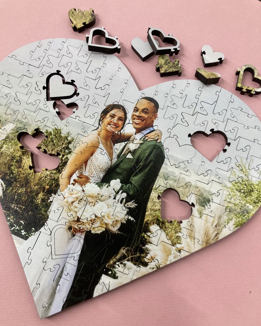 The highest-quality personal puzzle. Your images are printed directly onto ¼-inch solid Maple.