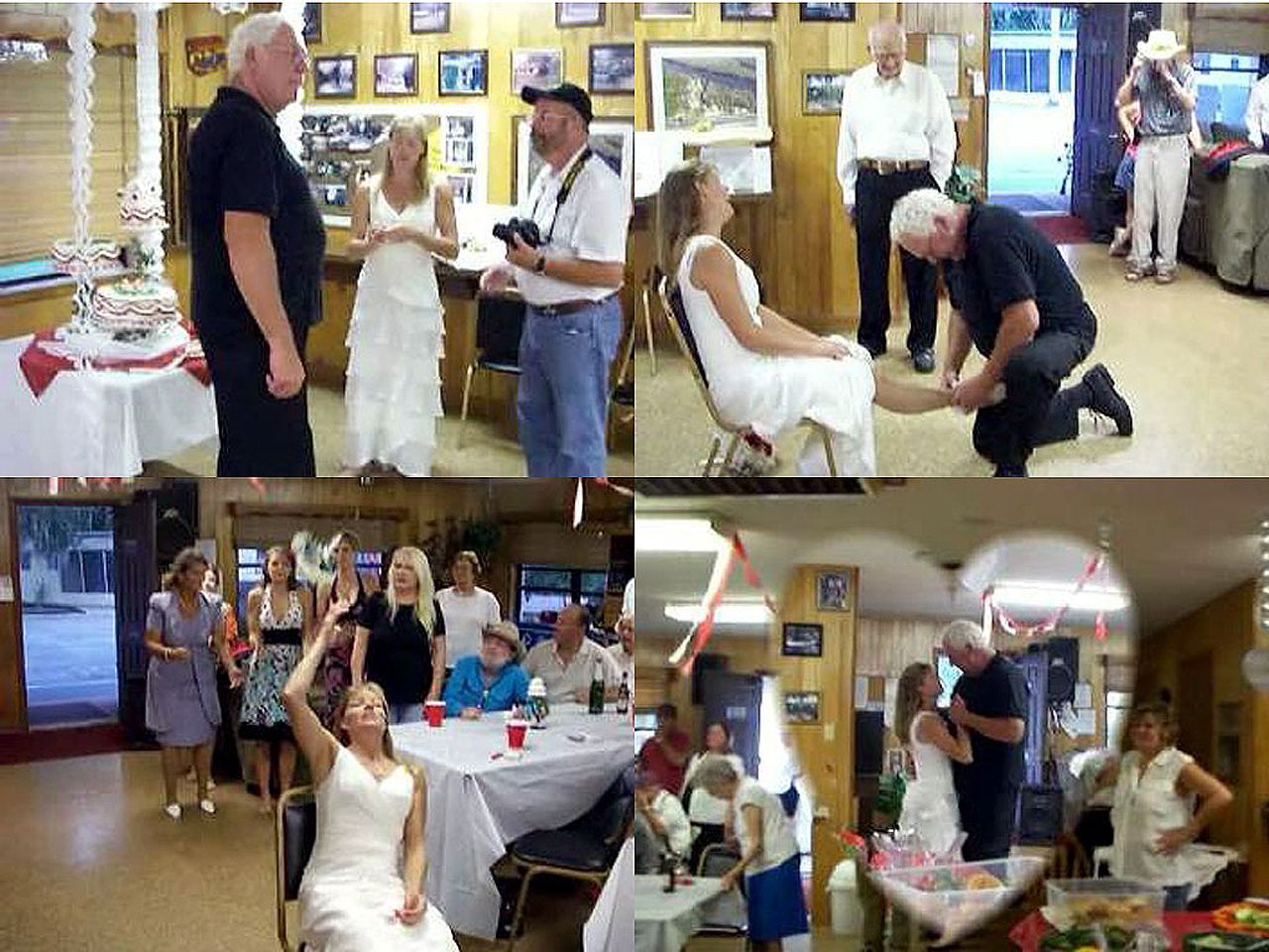 a collage of photos shows a bride and groom getting ready for their wedding
