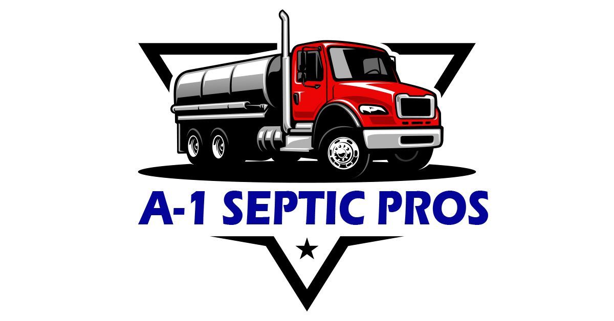 The logo for a-1 septic pros shows a red truck in a triangle.