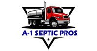 The logo for a-1 septic pros shows a red truck in a triangle.
