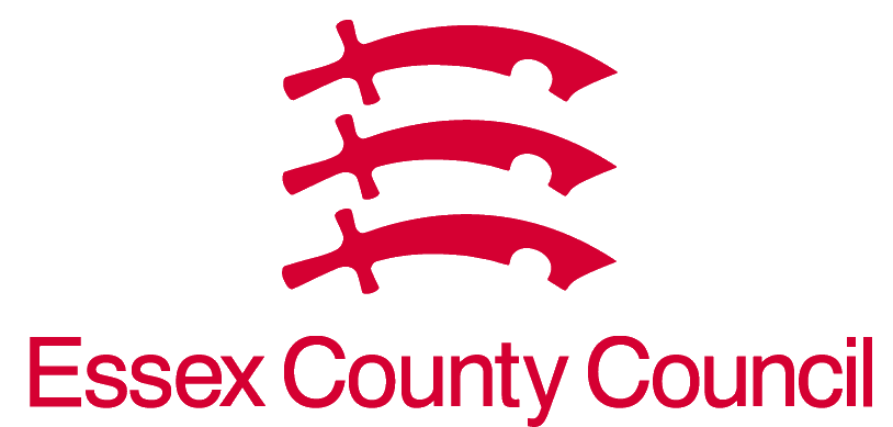 The logo for the essex county council is red and white.