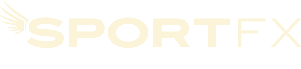 The word sportfx is written in white letters on a white background.