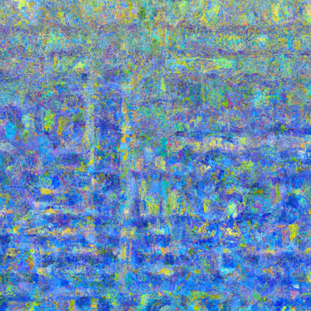 A colorful painting of a blue and green background