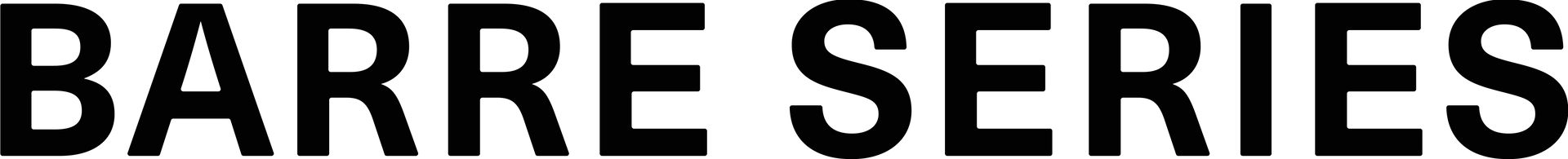 A black and white image of the word barre series