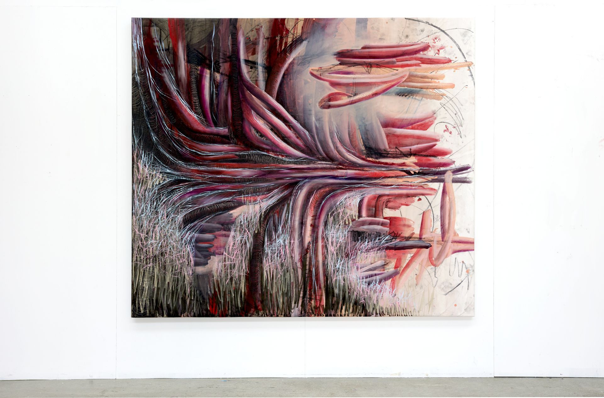Anti gravity pink abstract painting by lala drona