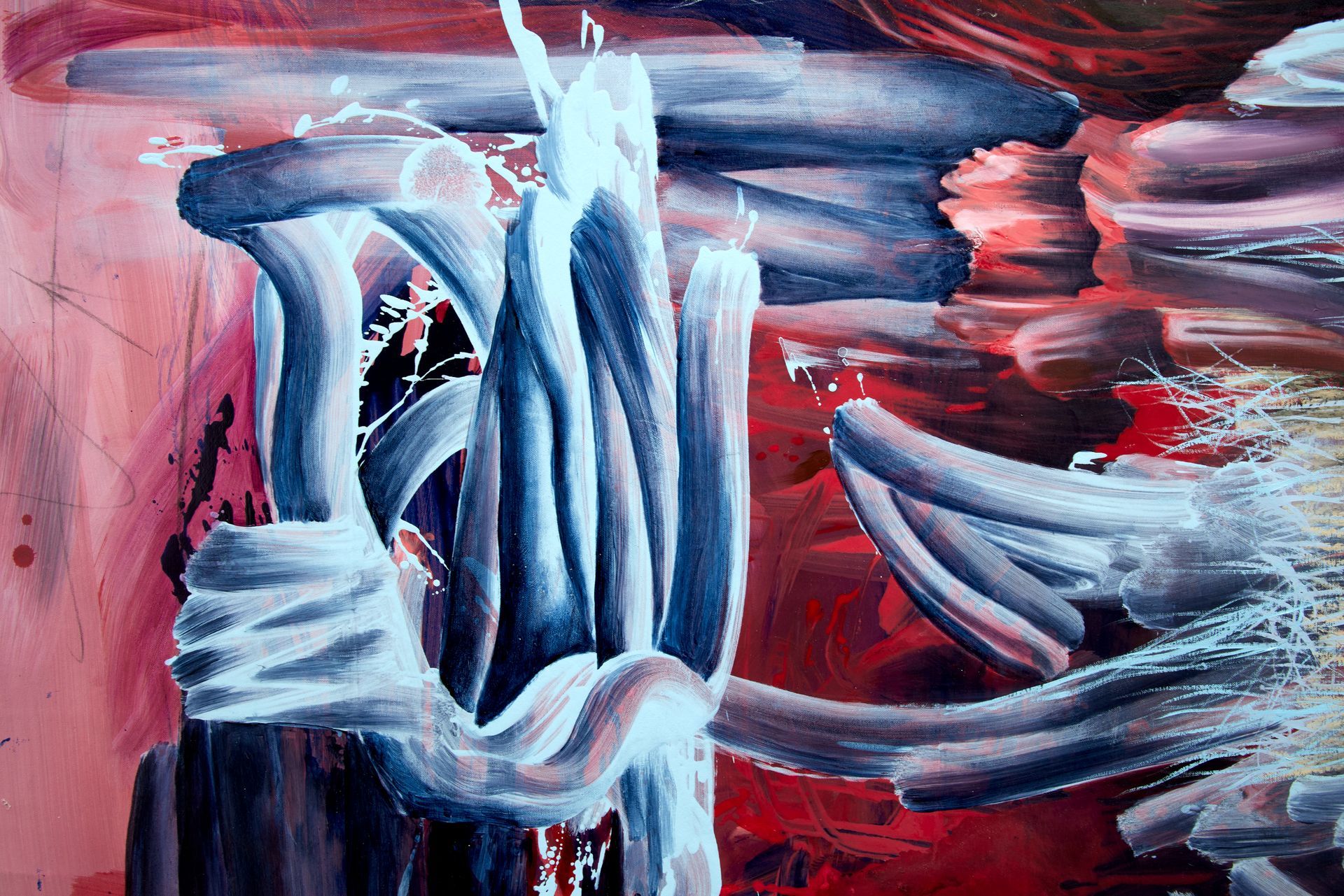 Detail of painting Queen bee theatre by Lala Drona Symbols