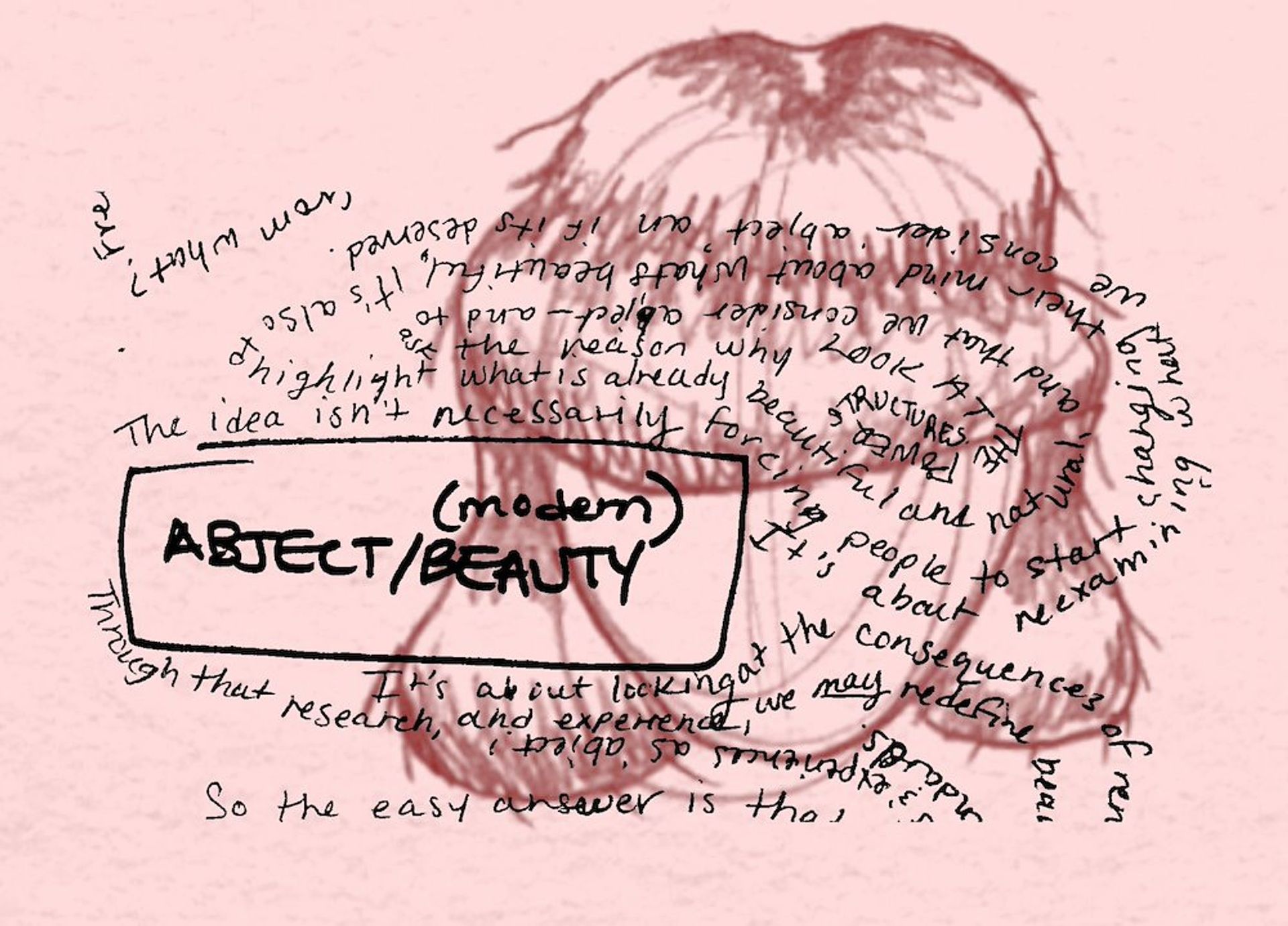 Pink head and hair with expanded note-taking by Lala Drona