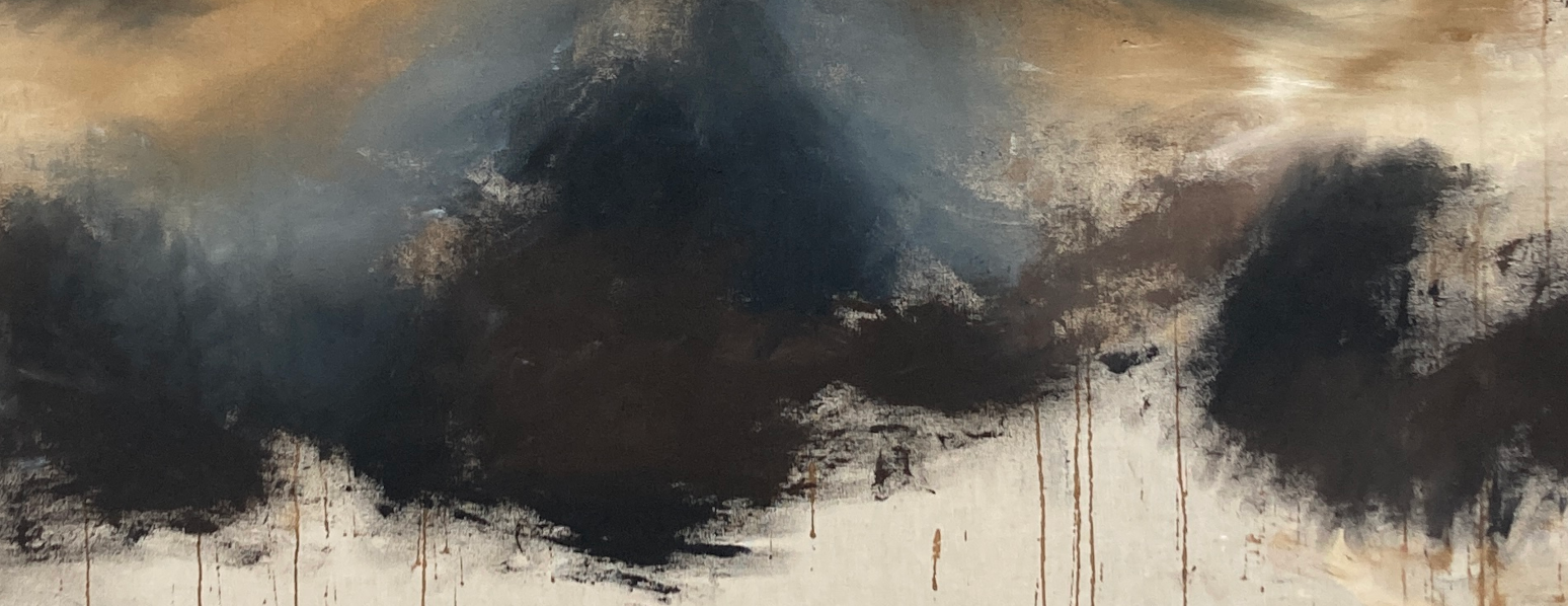 Close up image of Lala Drona's textured painting blurred effect with acrylic