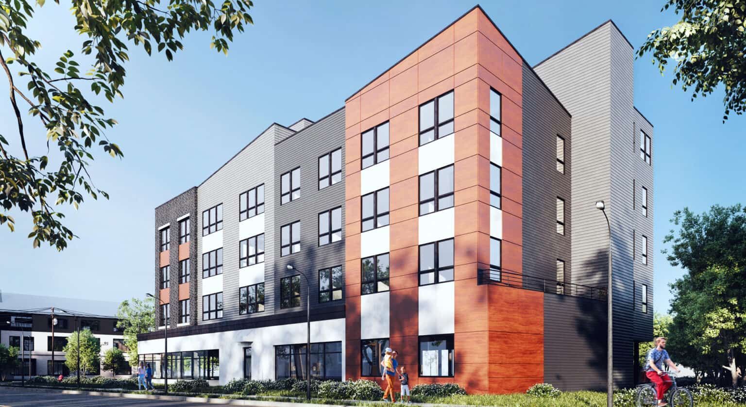 An artist 's impression of a large apartment building