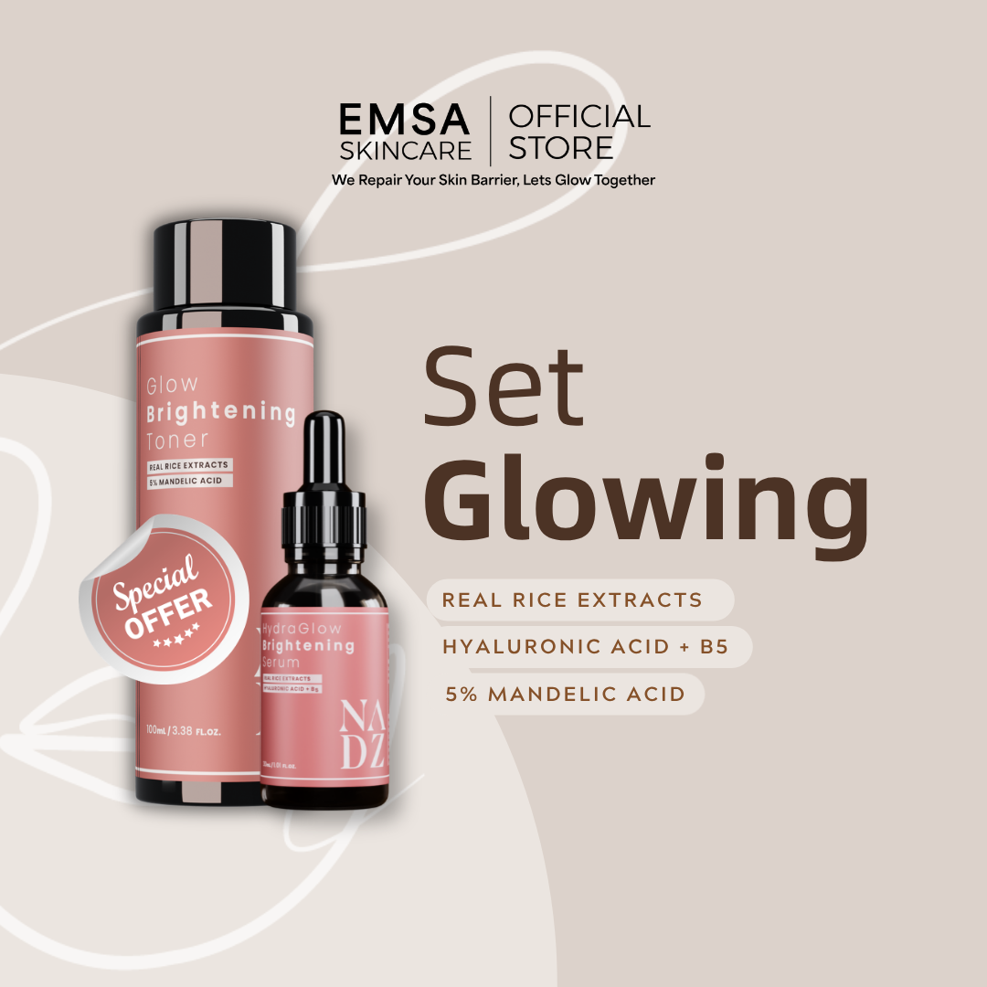 NADZ Set Glowing | Toner & Serum Pencerah | Mencerah, Melembap & Menyegar