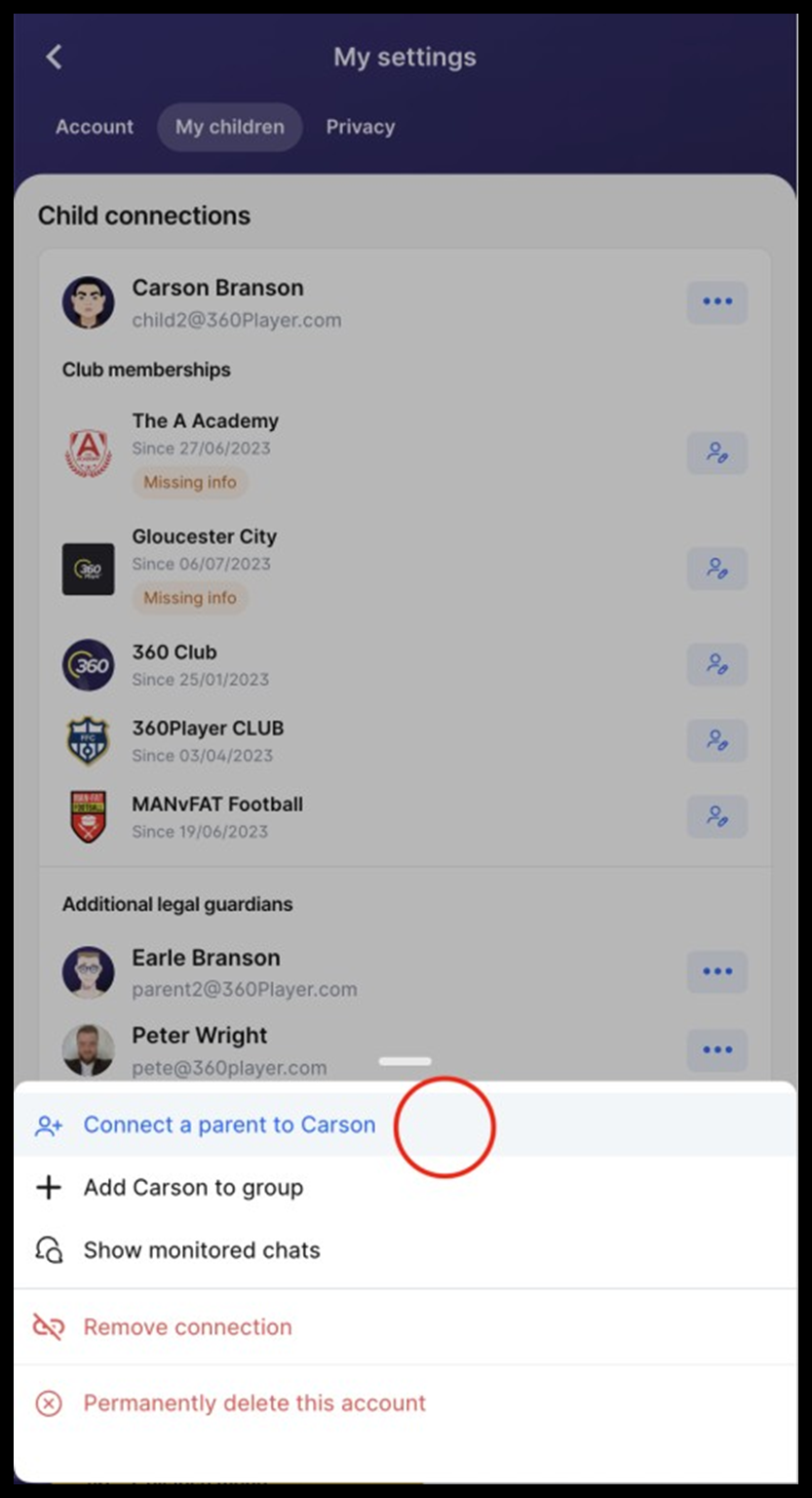 Mobile settings screen. Highlights a