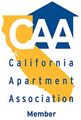 California Apartment Association logo: Blue house,