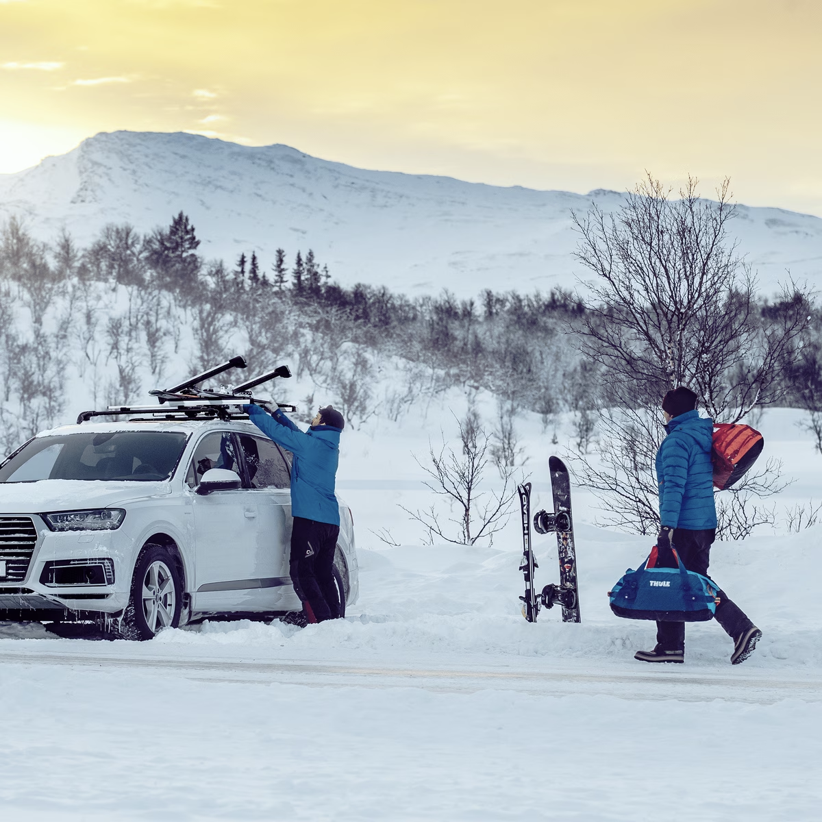 Photos of a car mounted ski rack