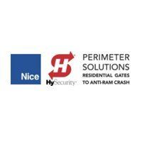 Nice and HySecurity Perimeter Solutions logos on a white background, with “Residential Gates to Anti-Ram Crash” text