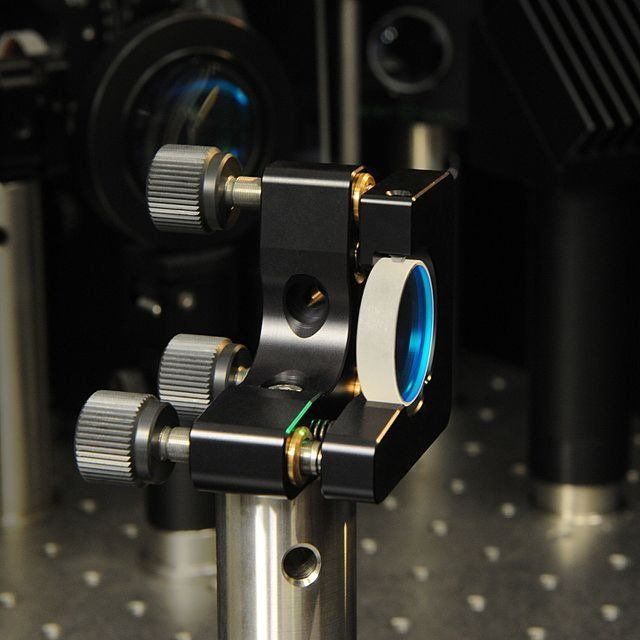 Mirror on a laser and adjustment gears