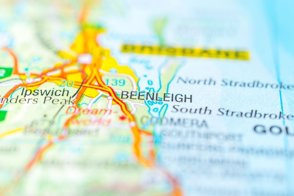 Map of Brisbane, Australia, Highlighting Beenleigh — Dent Motive in Beenleigh, QLD