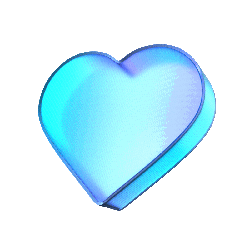 Blue iridescent heart shape.