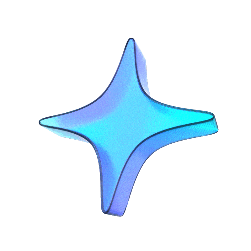 Blue and purple four-pointed star with a translucent effect.