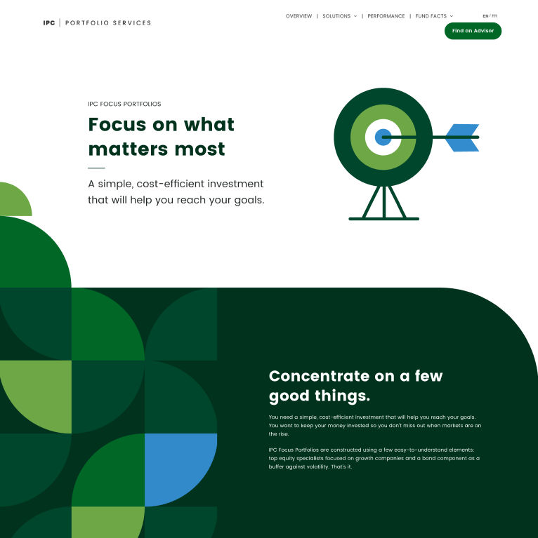 Green website with the text