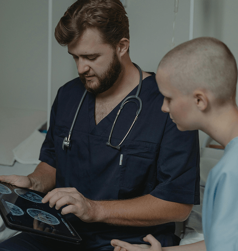 Healthcare professional with patient