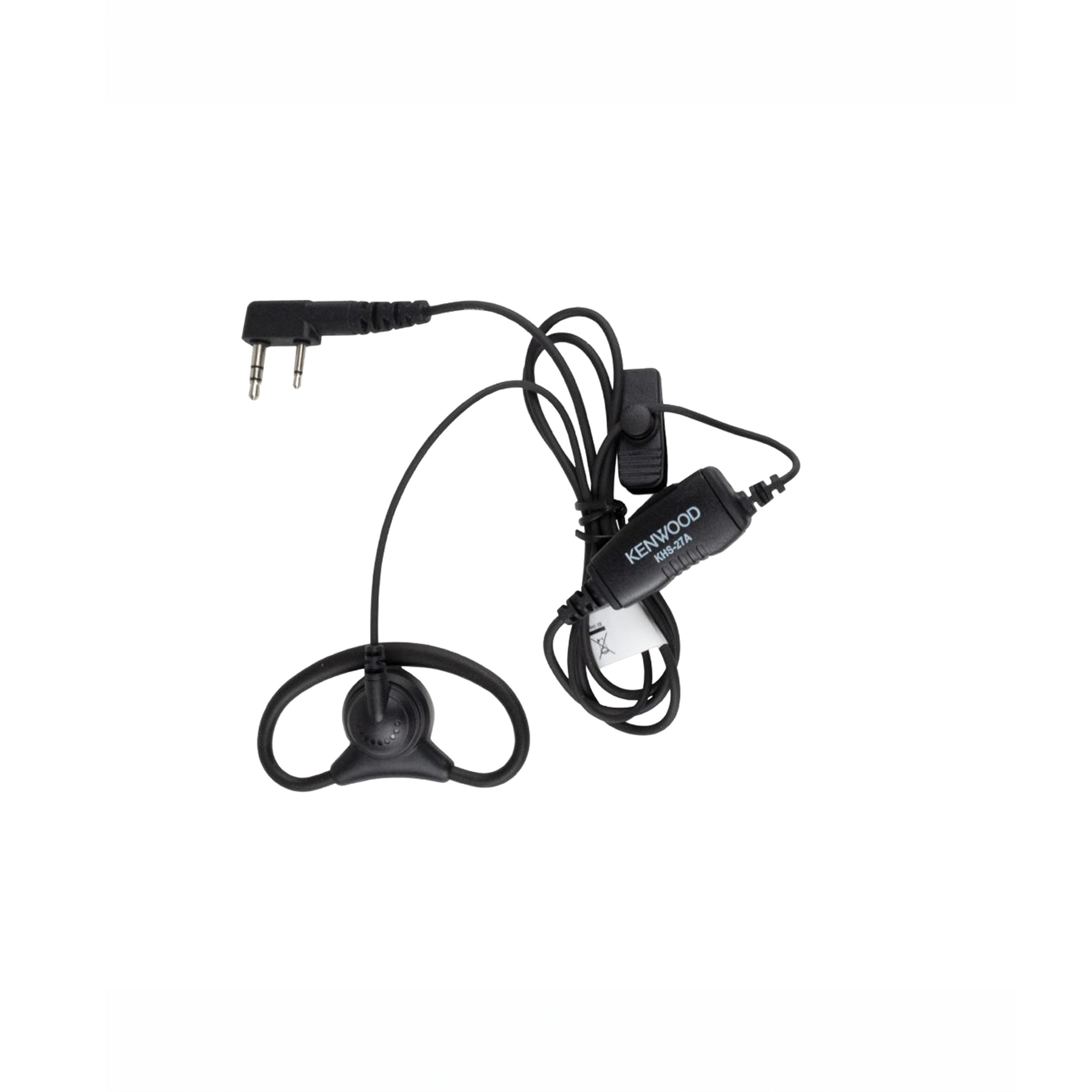 Kenwood oortje KHS-27A met inline bediening en 3,5 mm-stekker op een witte achtergrond.