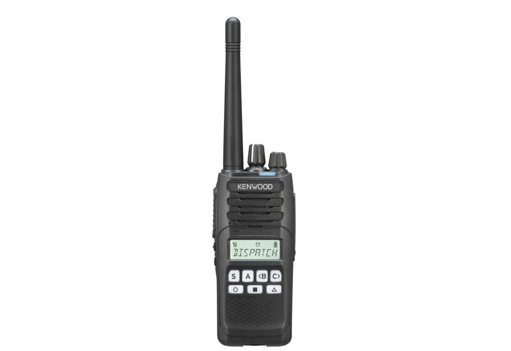 Kenwood NX 1300NE2 portofoon met lange antenne en toetsenbord.
