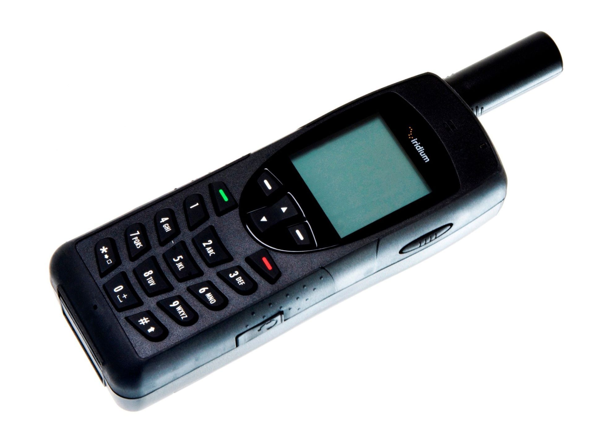 Iridium 9555-satelliettelefoon met antenne en toetsenbord