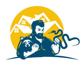 A man with a beard is holding a snake and a dog.