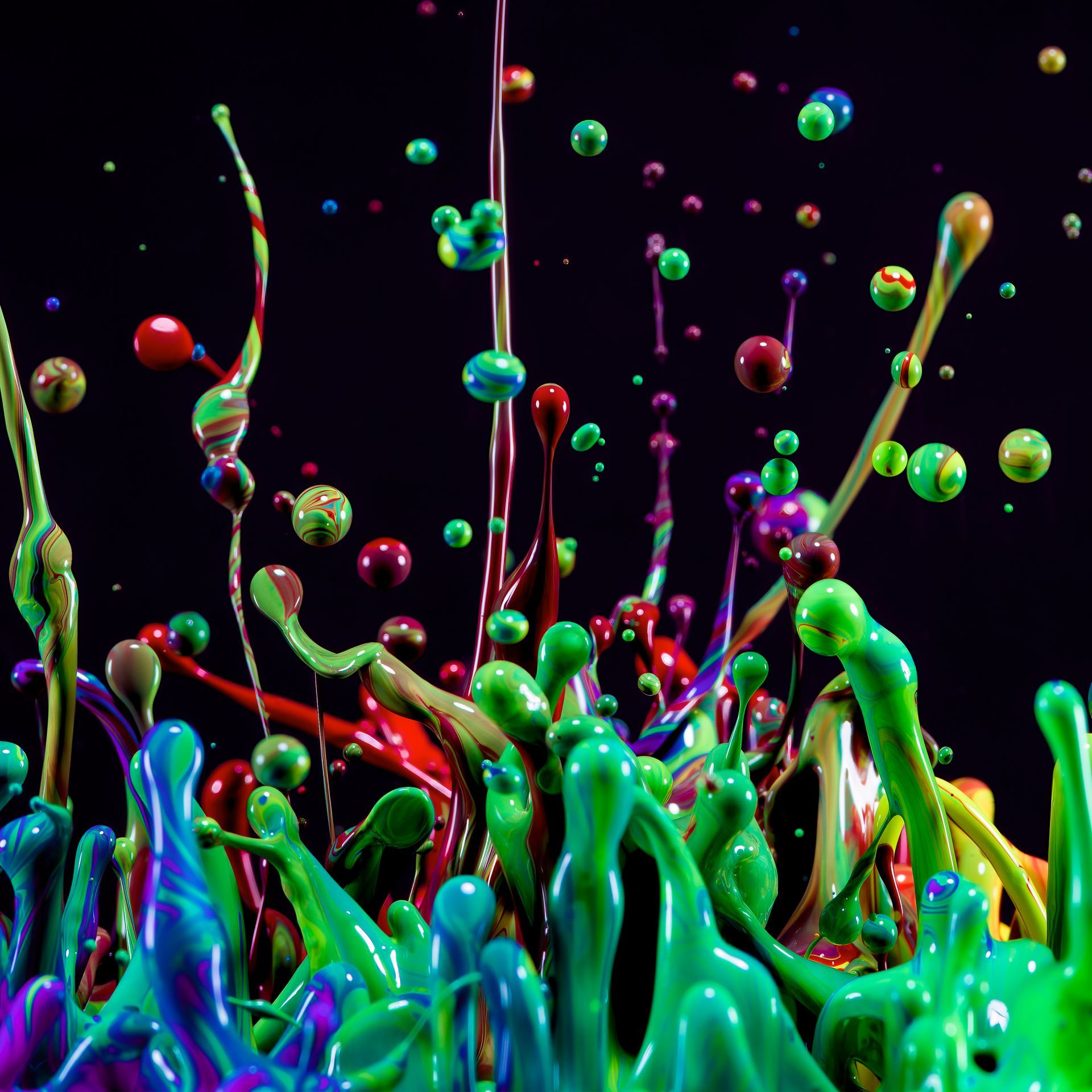 Multi-colour liquid collision — high-speed advertising photography by Krzysztof Czernecki