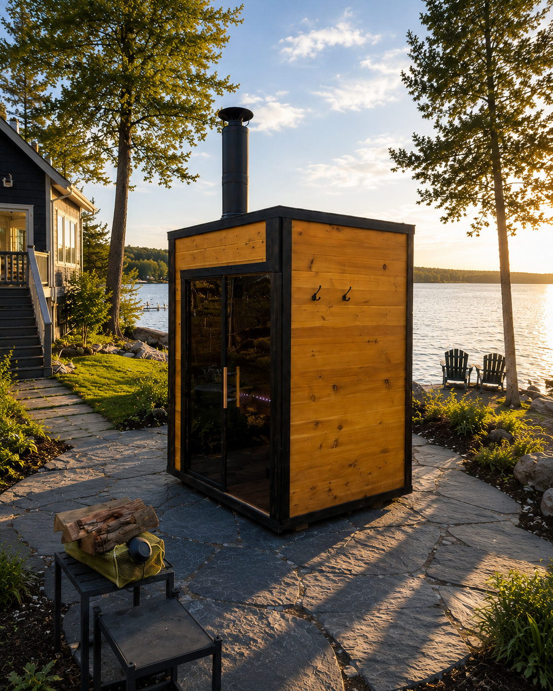 Custom Wood fired outdoor sauna for 3 people
