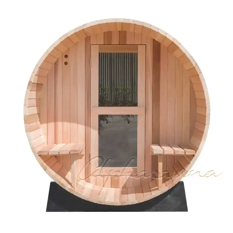 2 person front porch barrel sauna