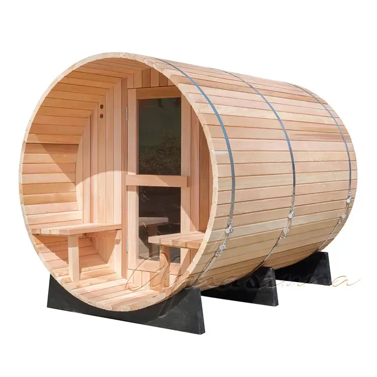 2 person front porch barrel sauna