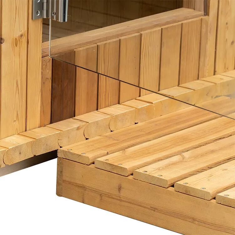 Wooden folding gate or door with a hinged panel and slatted construction