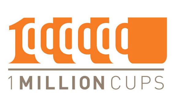 Orange coffee cup logo with the text “1 MILLION CUPS” underneath