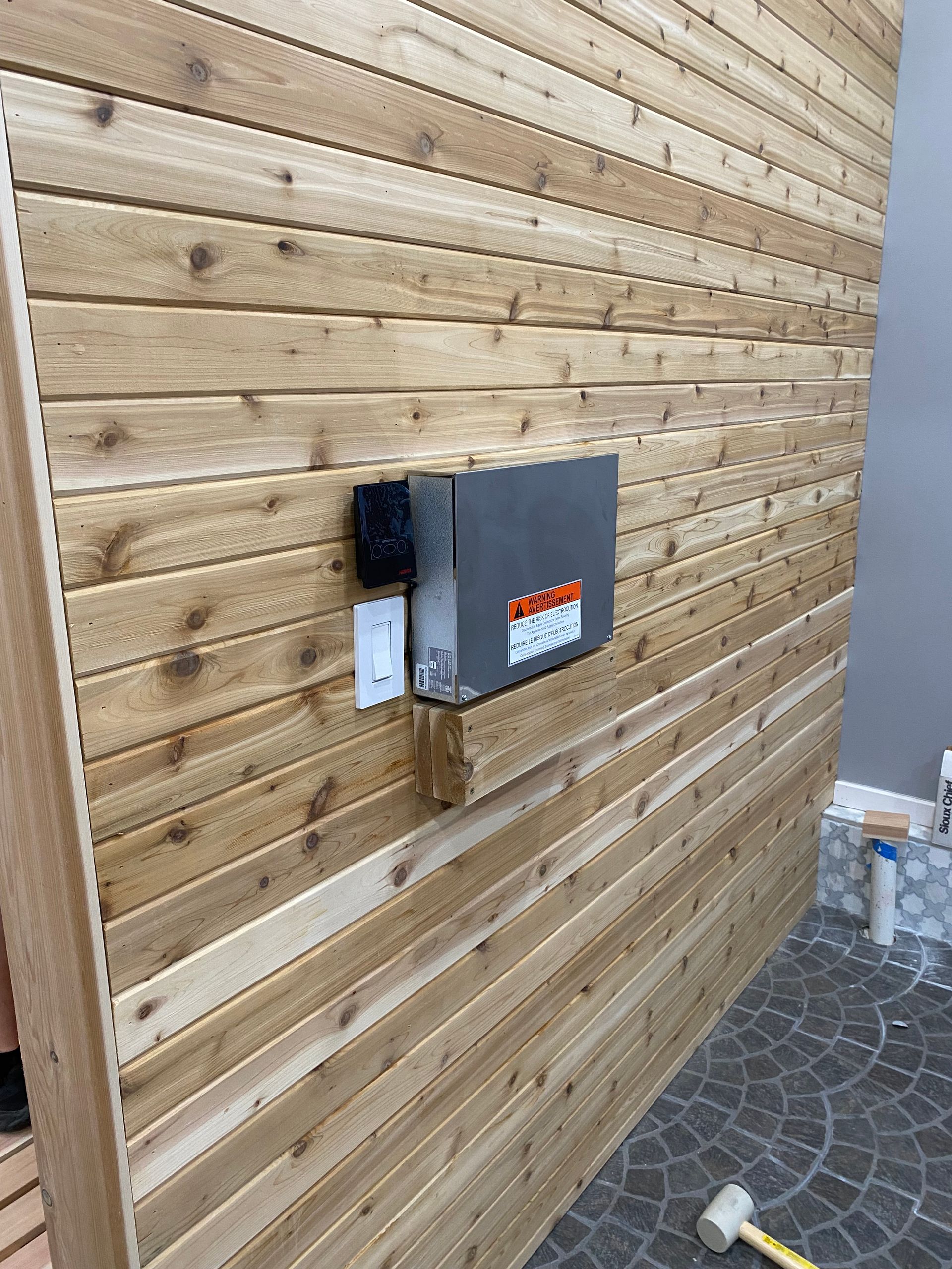 Indoor custom build of a 10 person gym sauna