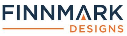FINNMARK DESIGNS logo in navy and orange with horizontal lines