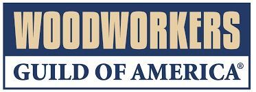 Woodworkers Guild of America logo with blue and tan text on a white background