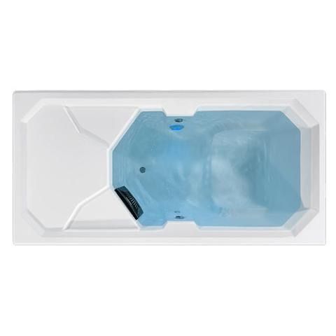 White  rectangular indoor or outdoor cold plunge tub  seen from above