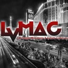 LVMAC logo over a black-and-white Las Vegas Strip night scene with red traffic streaks